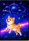 Screensaver: a shiba floating in space